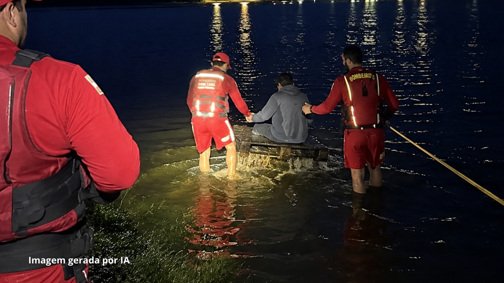 Homem à deriva em lagoa é resgatado pelos bombeiros entre Imbituba e Garopaba