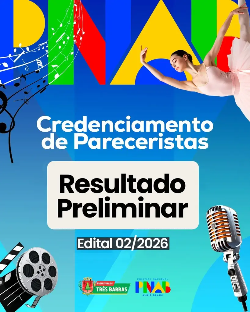 Prefeitura de Três Barras divulga Resultado Preliminar dos Pareceristas da PNAB