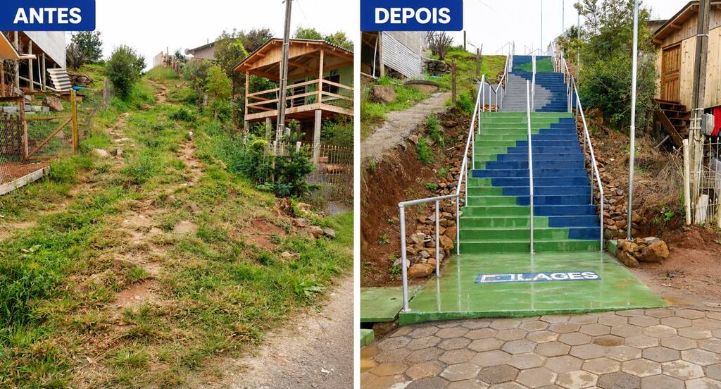 Deputado Lucas Neves entrega escadaria com iluminação no Bela Vista, em Lages