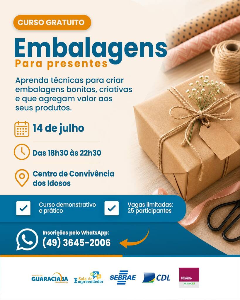 Secretaria de Indústria e Comércio promoverá curso de embalagens para presentes