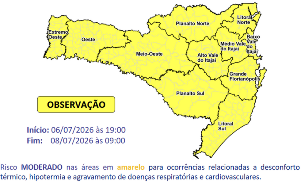 Alerta para declínio acentuado das temperaturas e frio intenso