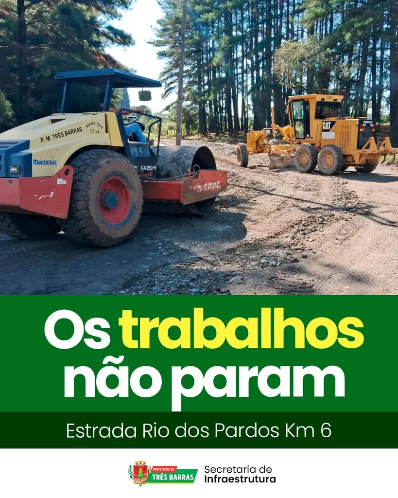 Três Barras realiza melhorias na Estrada do Rio dos Pardos
