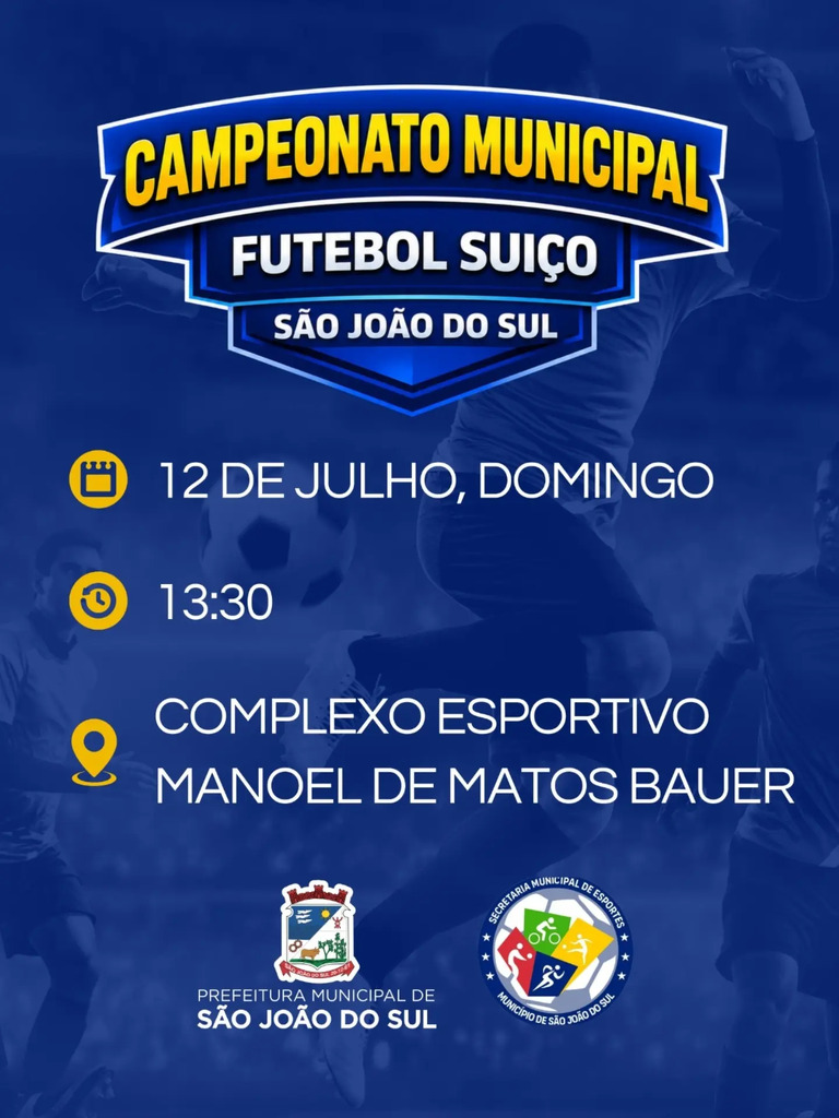 CAMPEONATO MUNICIPAL DE FUTEBOL SUÍÇO INICIA NESTE DOMINGO (12) EM SÃO JOÃO DO SUL