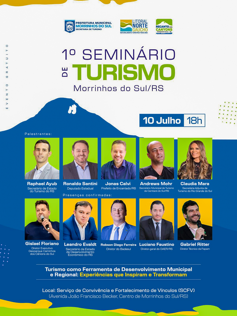 1° SEMINÁRIO DE TURISMO DE MORRINHOS DO SUL TEM PALESTRANTES CONFIRMADOS