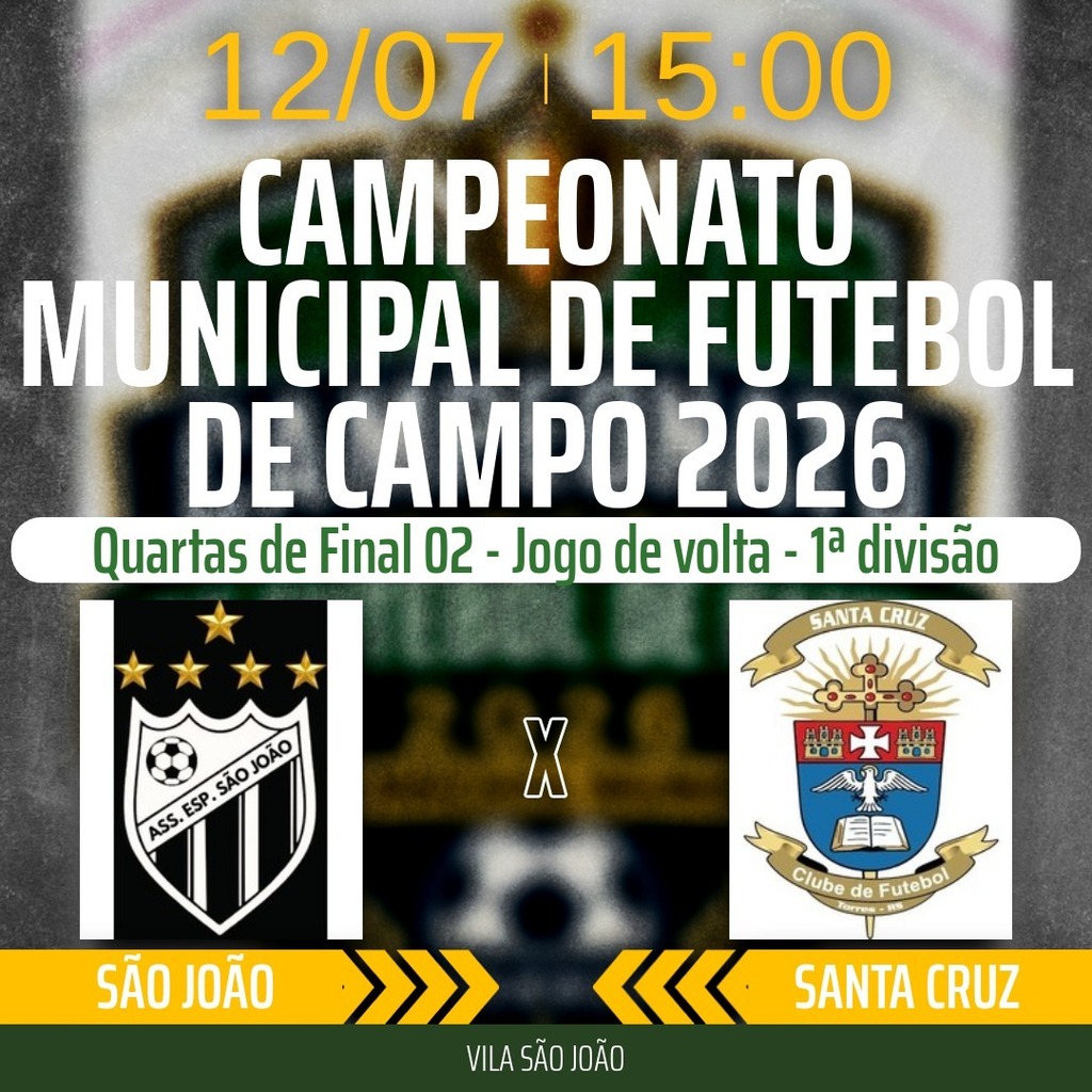 CAMPEONATO MUNICIPAL DE FUTEBOL DE CAMPO 2026 EM TORRES TERÁ RODADA DECISIVA NO DOMINGO (12)