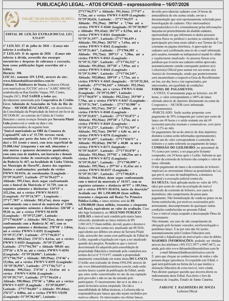 PUBLICAÇÃO LEGAL