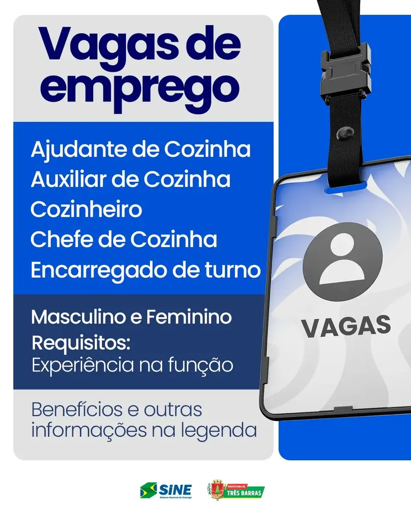 Oportunidade: SINE de Três Barras dispõe de Vagas de Emprego