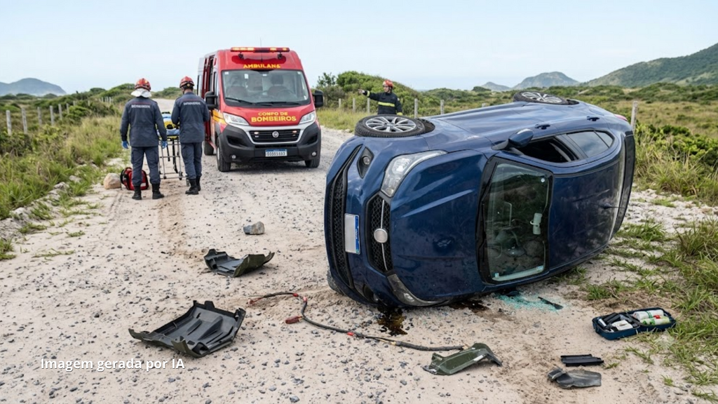 Carro tomba durante manobra e deixa duas mulheres feridas em Imbituba
