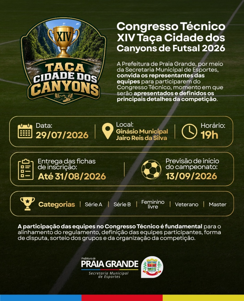 CONGRESSO TÉCNICO XIV TAÇA CIDADE DOS CANYONS FUTSAL 2026