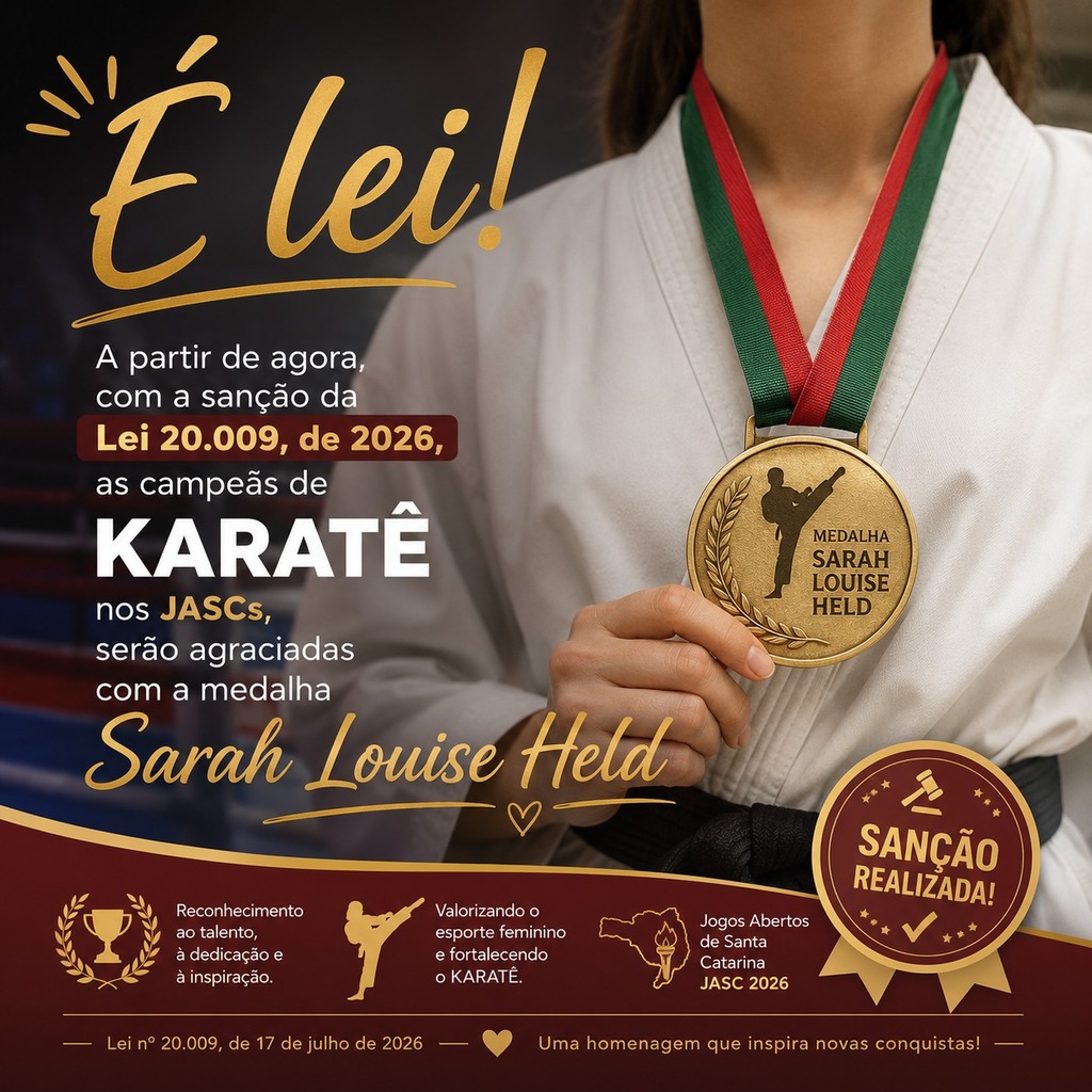 Lei cria Medalha Sarah Louise Held para campeãs de karatê dos JASC