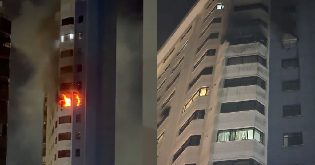 Incêndio em apartamento assusta moradores e mobiliza várias viaturas dos Bombeiros em Balneário Camboriú