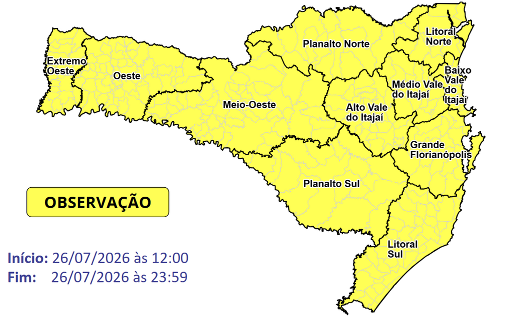 Defesa Civil alerta para a possibilidade de temporais isolados neste domingo