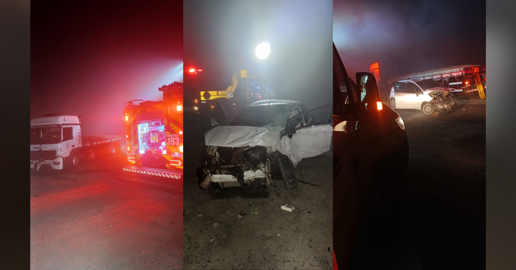 Colisão entre carro e caminhão deixa motorista ferido na BR-470 em Agronômica