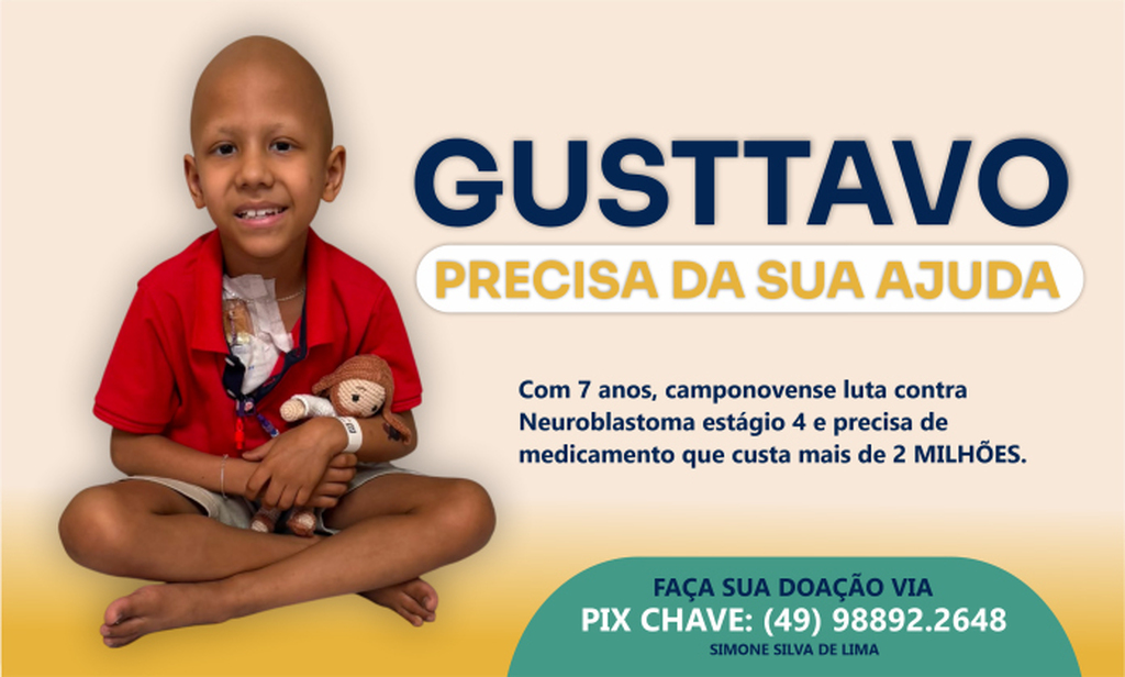 Após recidiva do câncer, o camponovense Gusttavo Lima precisa de medicamento de R$ 2 milhões