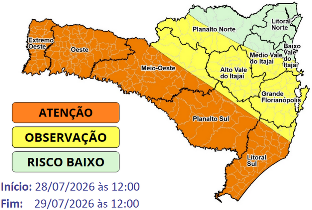 Defesa Civil alerta para a possibilidade de temporais e chuva intensa