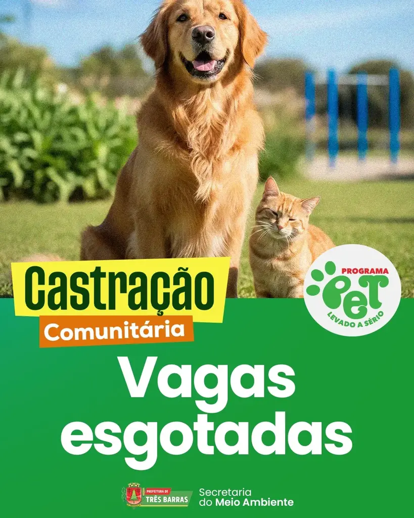 Pet Levado a Sério: Vagas para as Castrações Comunitárias em Três Barras já foram esgotadas