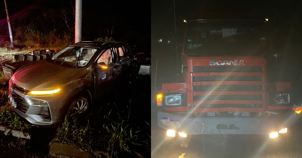 Colisão entre carro e caminhão deixa motorista de 73 anos hospitalizado em Trombudo Central