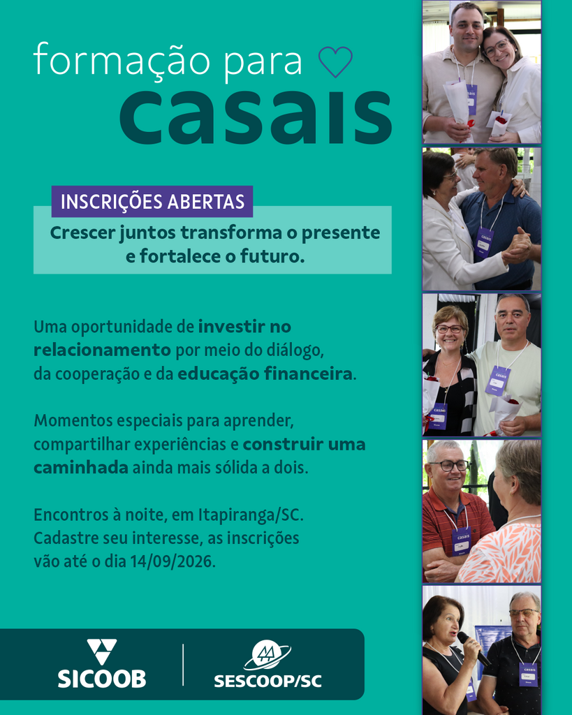 Sicoob Creditapiranga abre cadastro de interesse para a Formação para Casais 2026