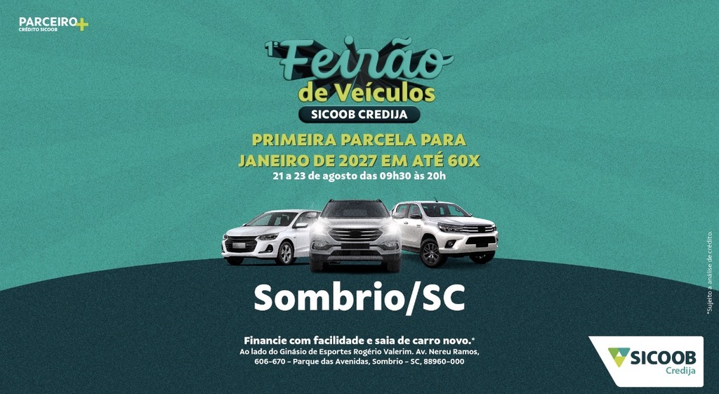 Sicoob Credija promove o 1º Feirão de Veículos com mais de 400 opções e condições especiais de financiamento