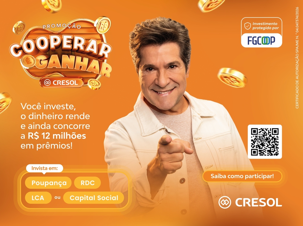 Cresol Vanguarda sorteia R$ 100 mil no dia 14 de setembro pela campanha 