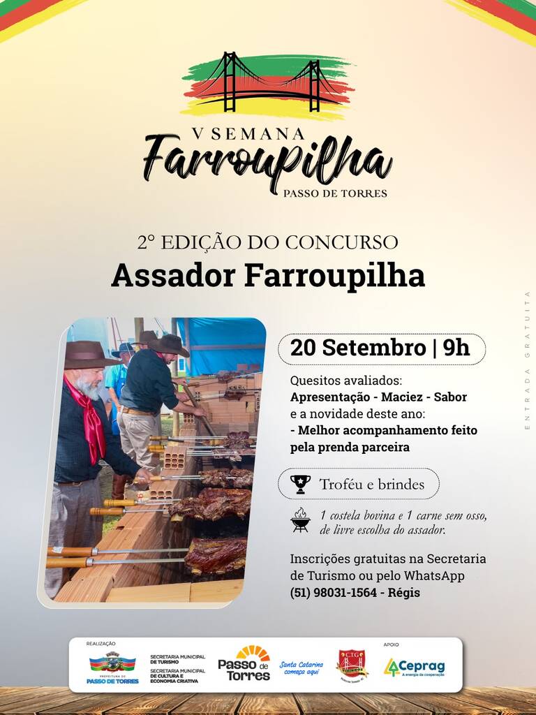 PASSO DE TORRES REALIZA A V SEMANA FARROUPILHA DE 13 A 20 DE SETEMBRO