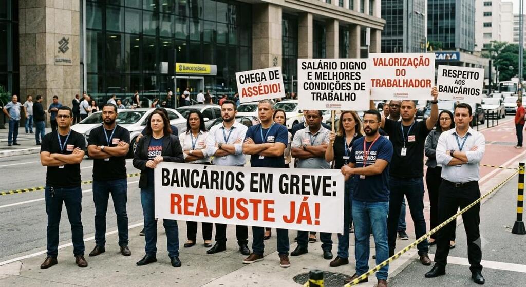 Bancários de Joaçaba e região paralisaram atividades na quinta-feira, dia 20