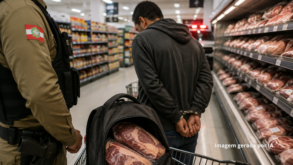 Homem furta mais de 6 kg de contrafilé em supermercado e diz que trocaria produtos por cachaça em Imbituba
