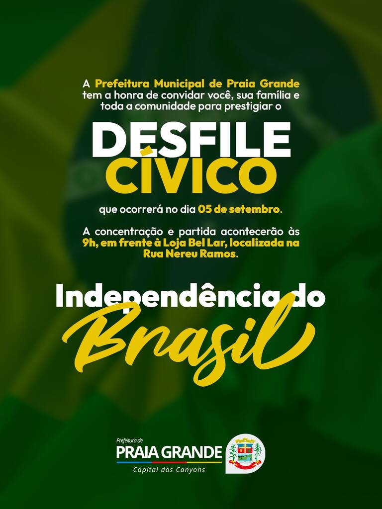 PRAIA GRANDE REALIZA DESFILE CÍVICO EM CELEBRAÇÃO À INDEPENDÊNCIA DO BRASIL