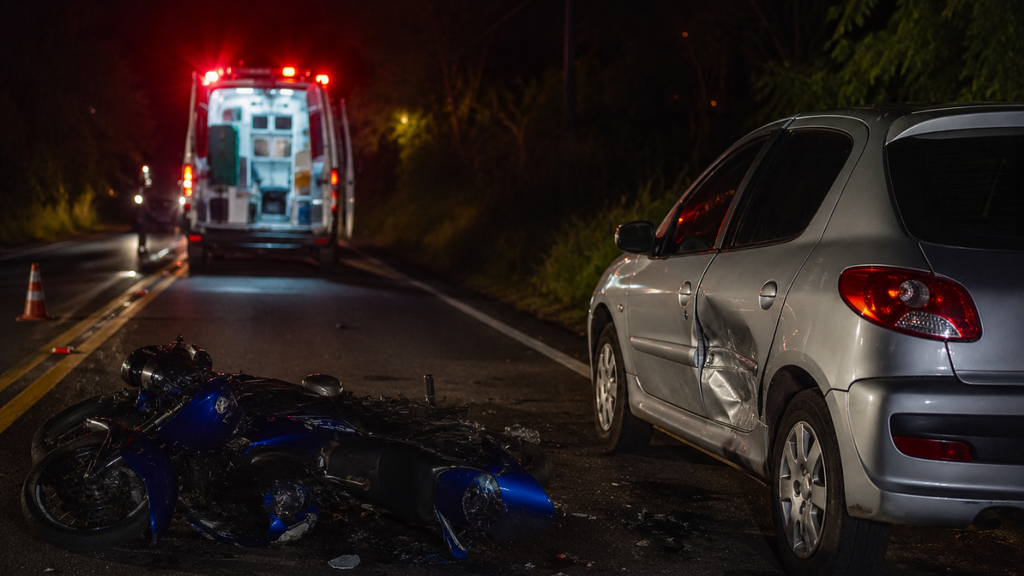 Foto Gerada Por IA - Colisão envolvendo gestante, crianças e motociclista termina em morte em SC
