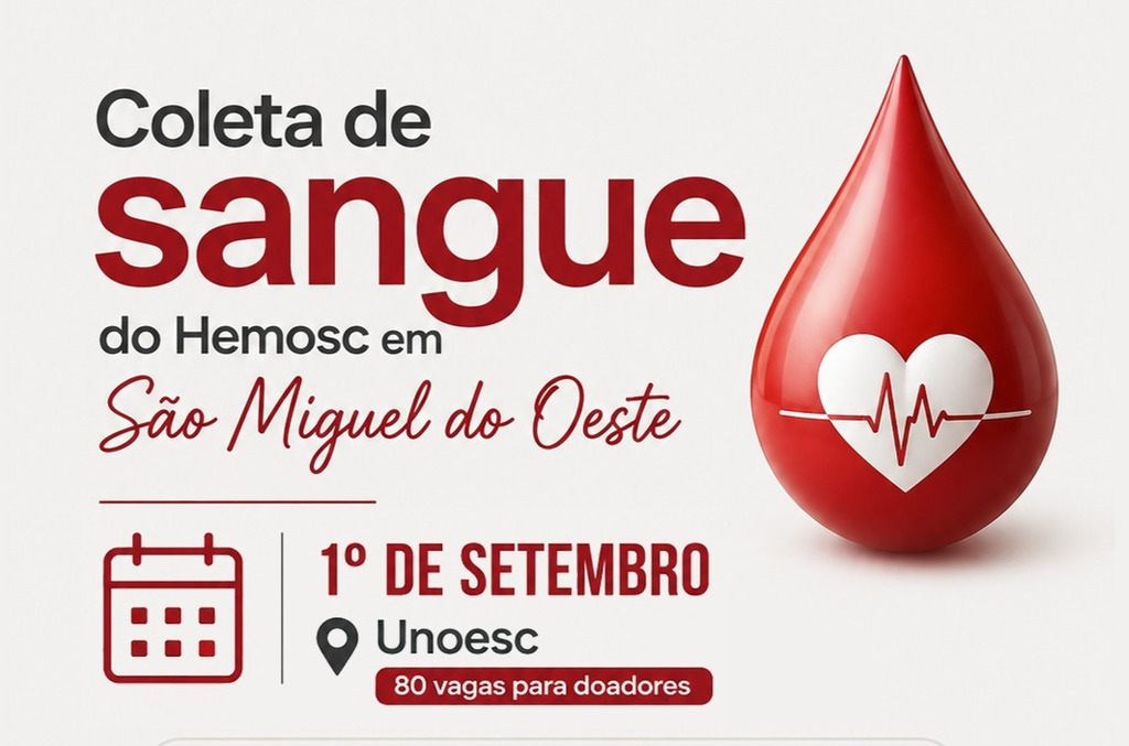 São Miguel do Oeste terá uma nova coleta de sangue do Hemosc