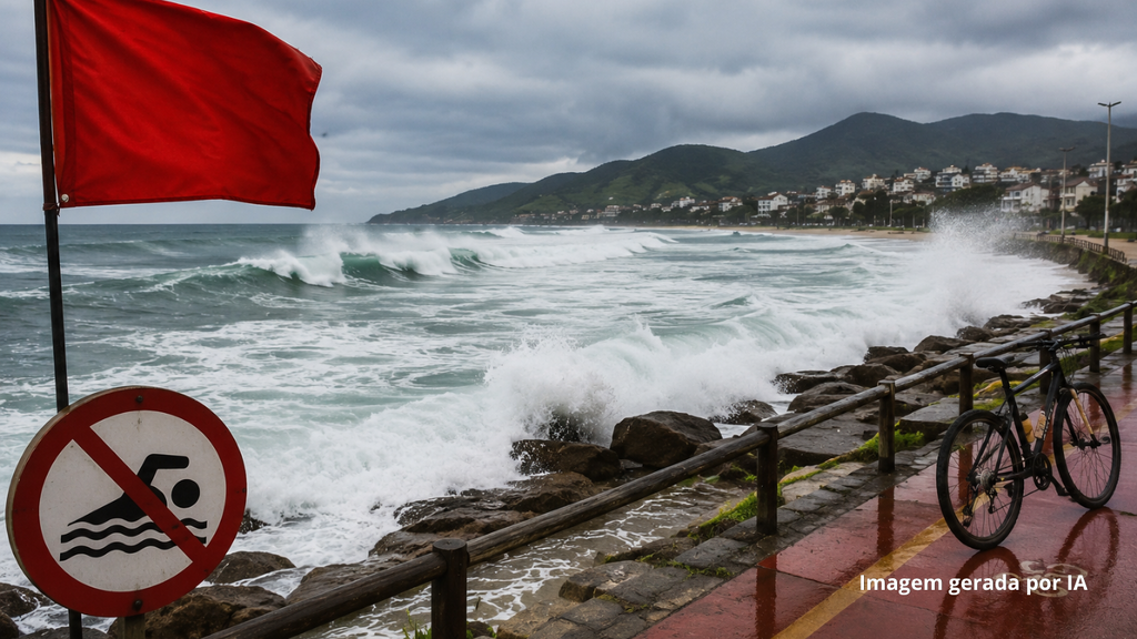 Mar não dá trégua: ondas de até 2,5 metros colocam Imbituba e Garopaba em alerta