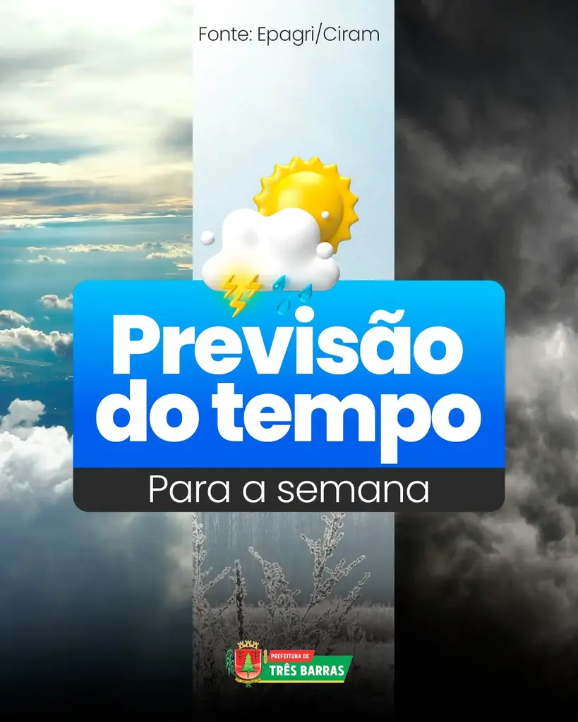 Chuvas expressivas abrem a semana em Três Barras, mas sol dá as caras na quarta-feira