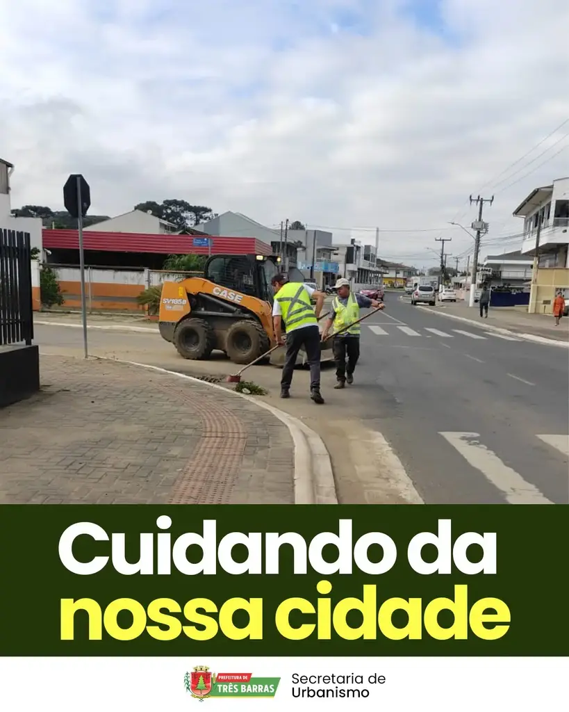 Equipe de Urbanismo e Limpeza Pública realiza ações na área central de Três Barras
