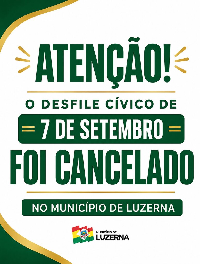 Desfile de 7 de Setembro é cancelado em Luzerna