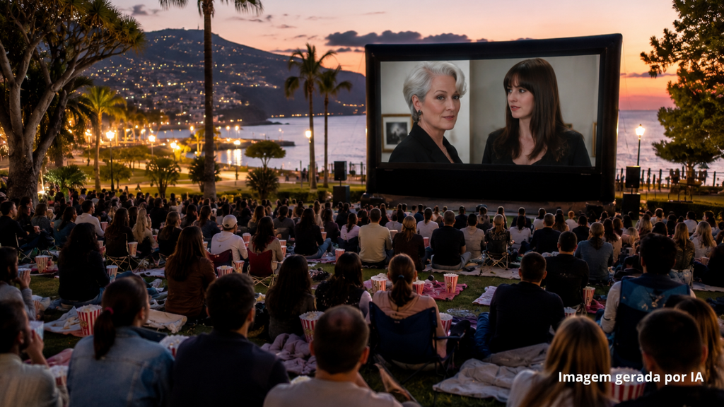 Foto Gerada Por IA - Cinema ao ar livre com pipoca grátis será realizado no Parque Santa Catarina