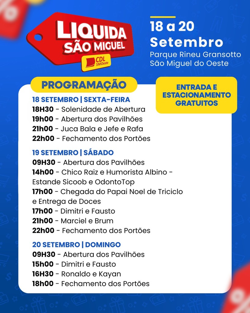 CDL divulga programação oficial do Liquida São Miguel 2026
