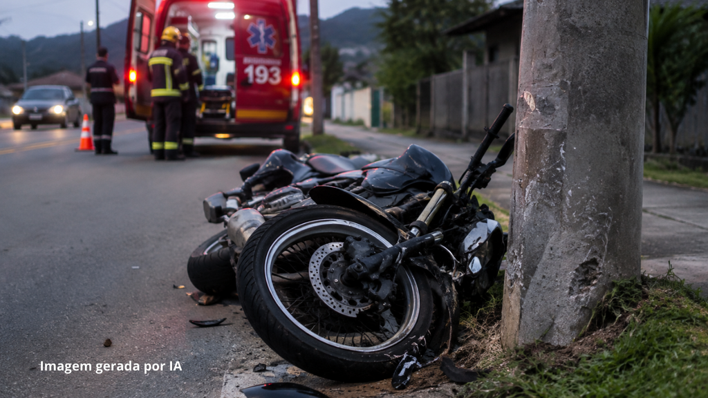 Jovem de 18 anos morre após bater motocicleta contra poste em Tubarão