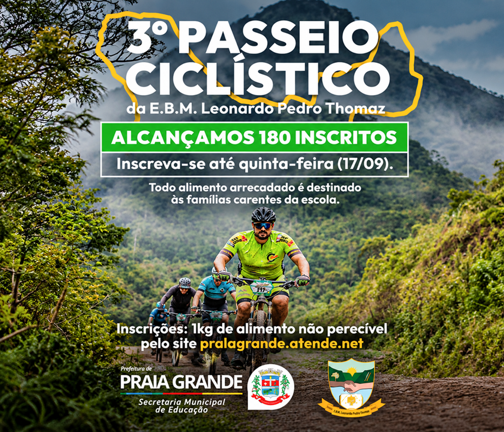 SECRETARIA DE EDUCAÇÃO PROMOVERÁ O 3º PASSEIO CICLÍSTICO DA EBM LEONARDO PEDRO THOMAZ