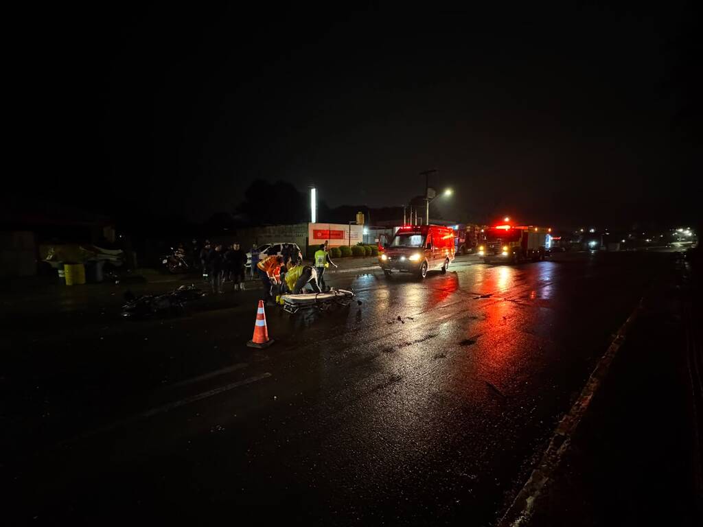 Motociclista fica ferido em colisão na SC-114, em Otacílio Costa