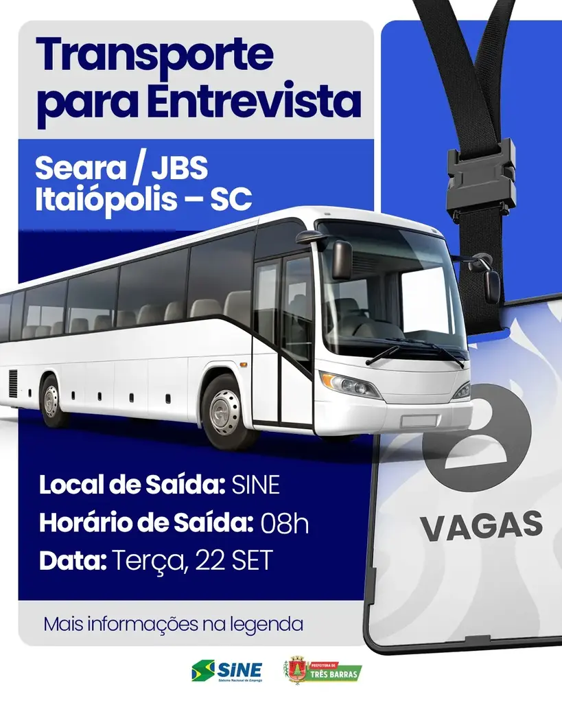 Transporte gratuito garante deslocamento de trabalhadores para entrevistas na Seara/JBS em Itaiópolis