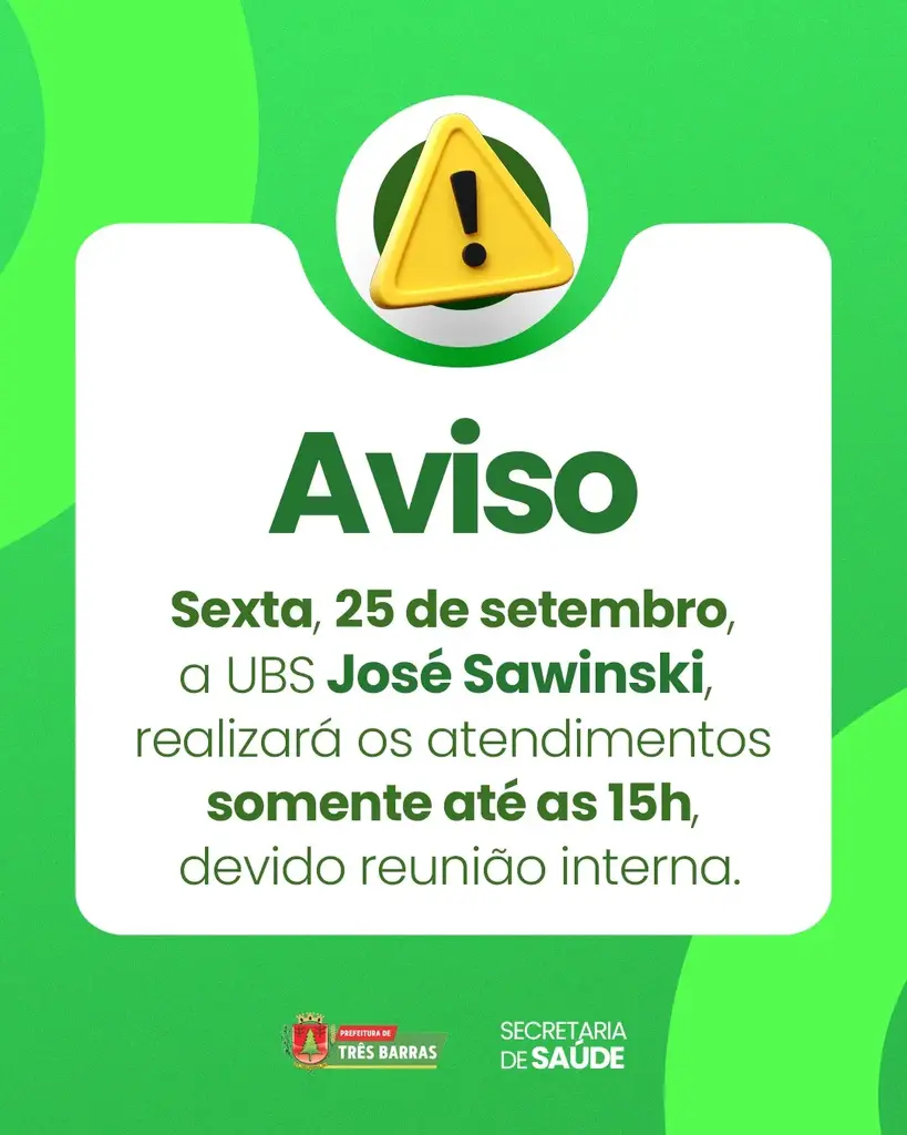 UBS José Sawinski terá funcionamento reduzido nesta sexta-feira, 25