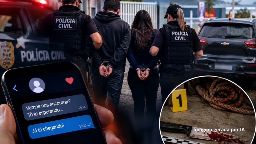 Encontro marcado pela internet termina em morte e casal é preso em Garopaba