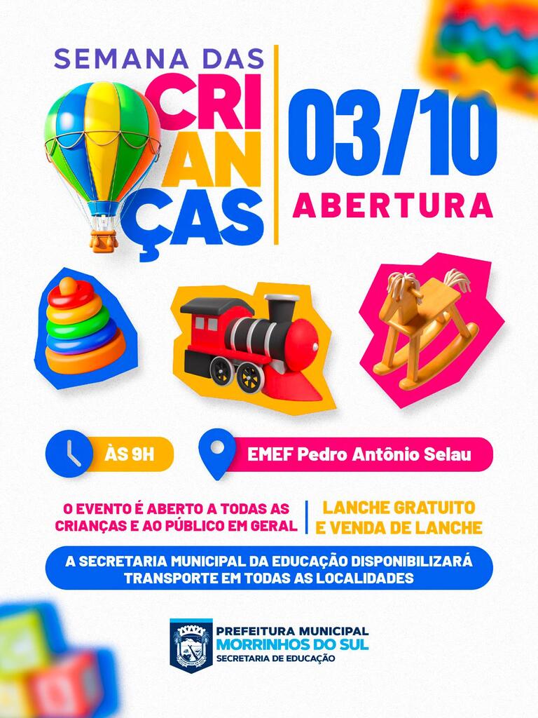 MORRINHOS DO SUL PROMOVERÁ EVENTO EM ALUSÃO A SEMANA DA CRIANÇA
