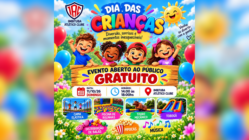 Dia das Crianças terá tarde de diversão gratuita no Imbituba Atlético Clube