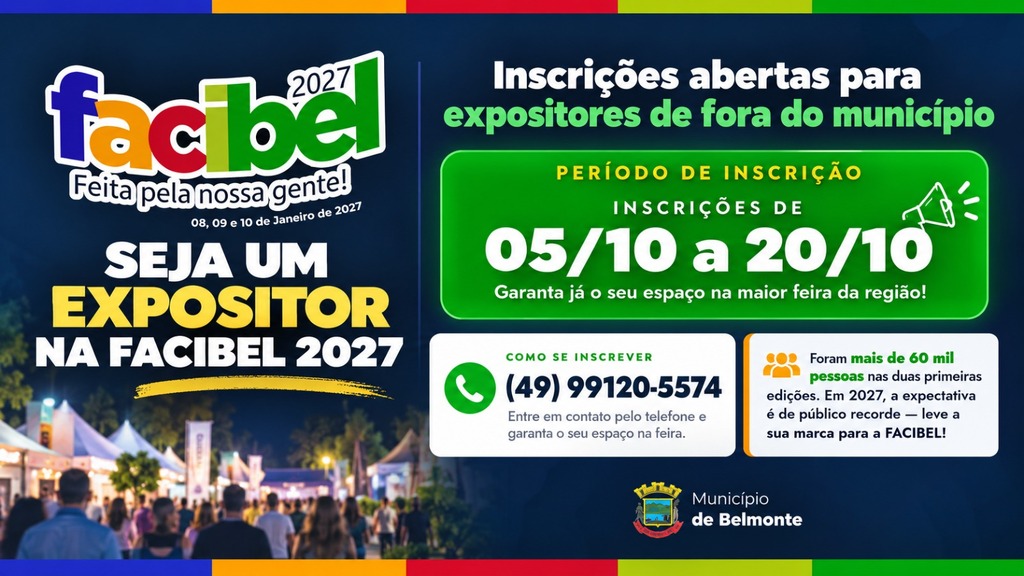 Facibel 2027: iniciam as inscrições para expositores de fora do município