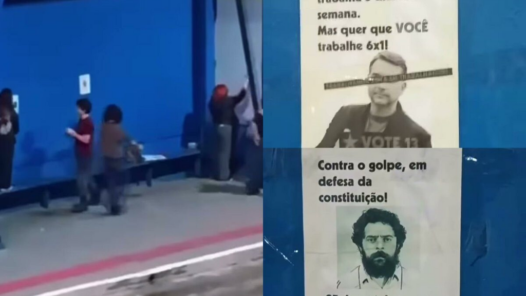 Flávio Bolsonaro e Lula estampam cartazes em terminal de SC e ação gera repercussão