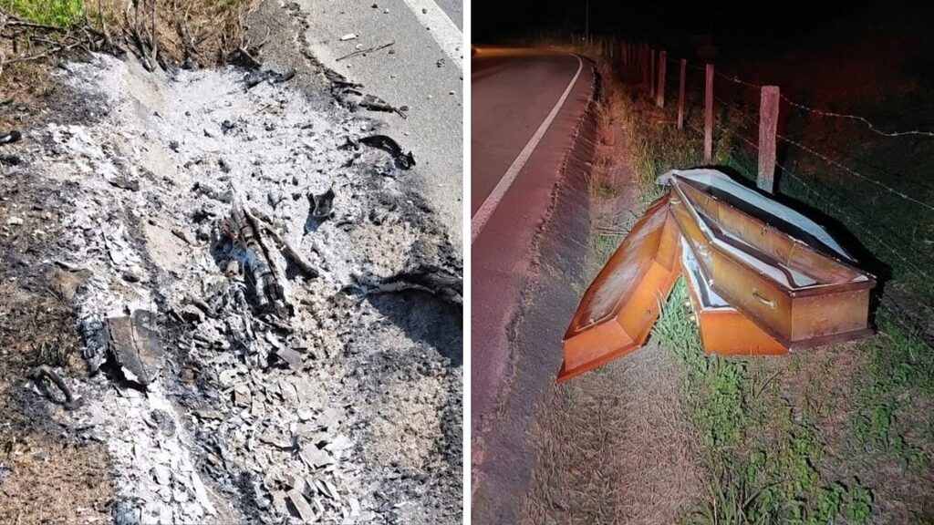 Assista ao vídeo: Mistério em rodovia com caixões abandonados tem reviravolta e levanta suspeitas de rituais religiosos e descarte irregular