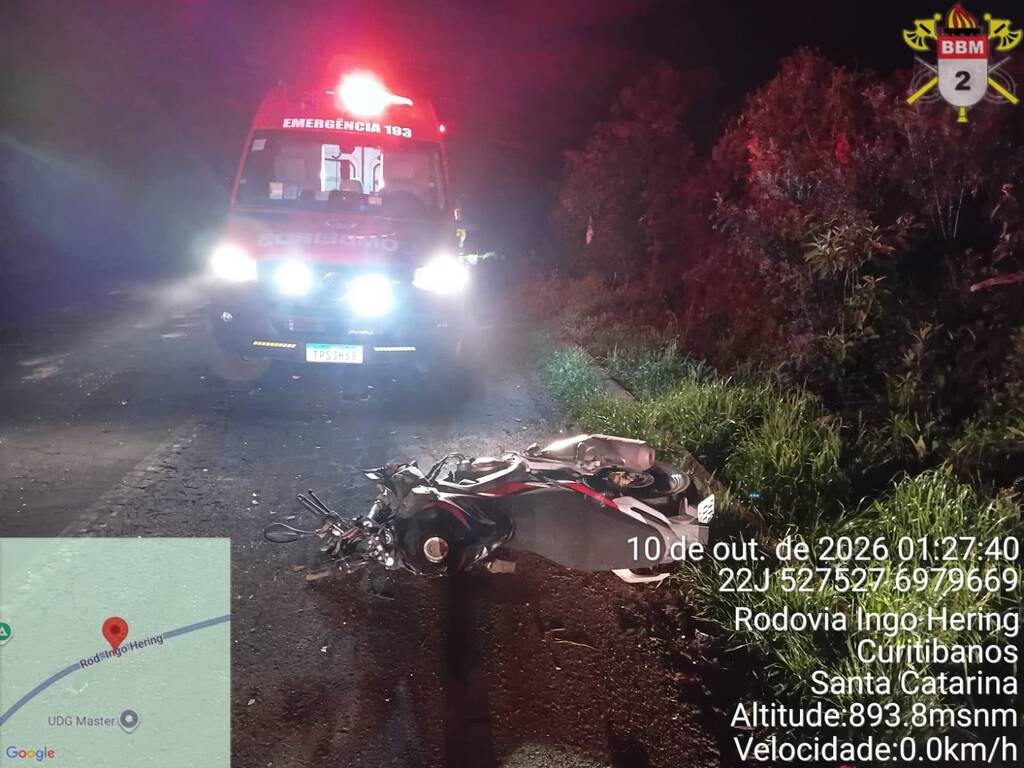 Motociclista morre em acidente entre veículos na BR-470