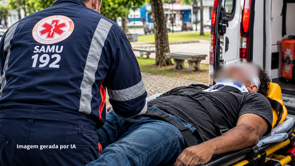 Briga por garrafa de cachaça acaba com homem ferido por faca em praça de Imbituba
