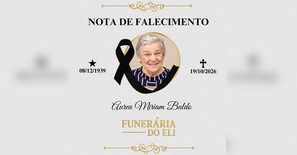 Nota de Falecimento: Sra. Aurea Miriam Baldo, aos 86 anos, em Rio do Campo